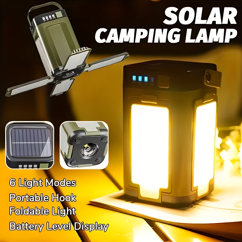 Outdoor Power For Camping - Zonne-aangedreven draagbare campinglamp, opvouwbaar, 2000mah powerbank,