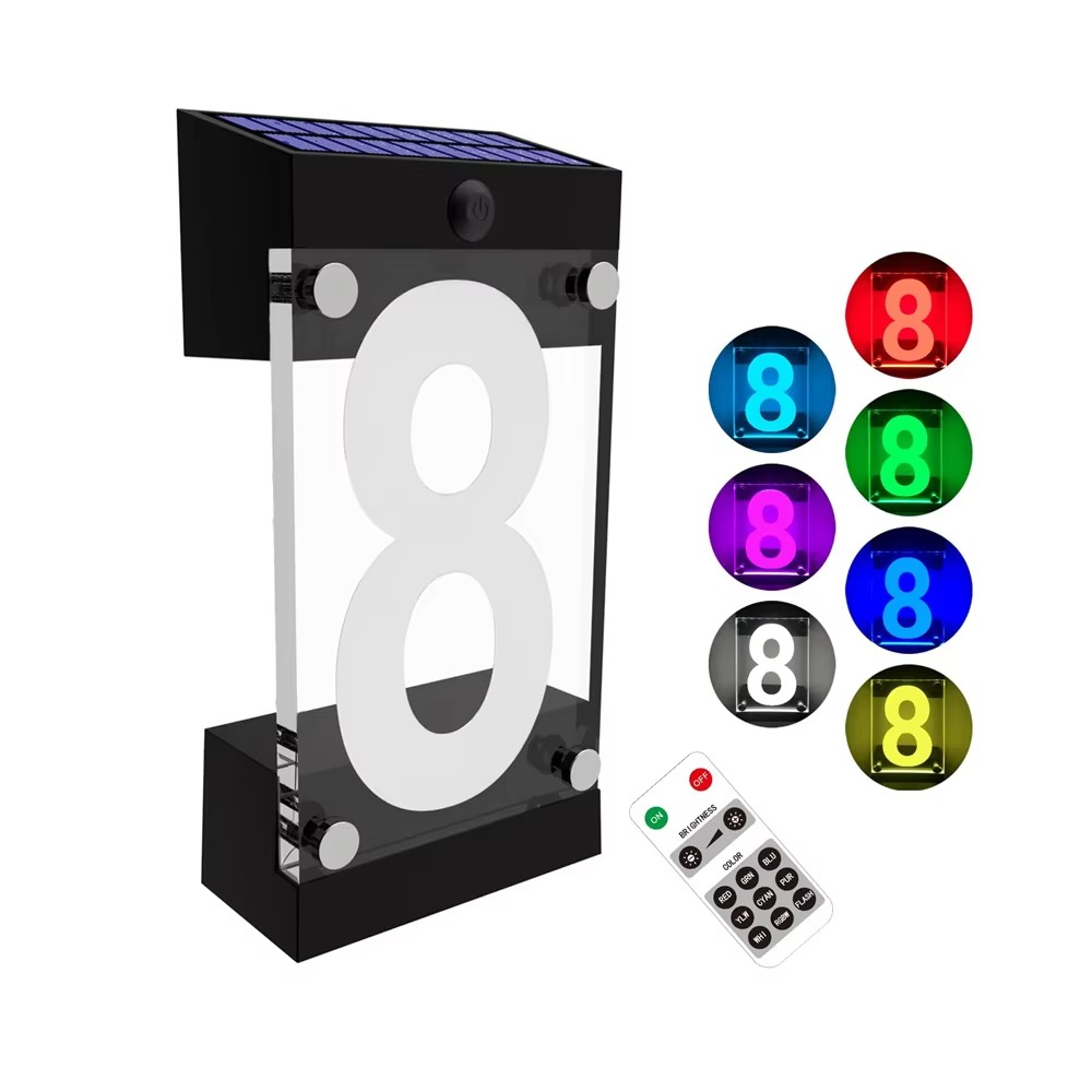 Outdoor Power Number - IP55 waterdicht huisnummerbord op zonne-energie 3D