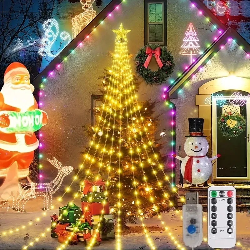 Outdoor Power For Christmas Lights - USB-aangedreven Star Waterfall LED-lichtslingers 2M 200LED