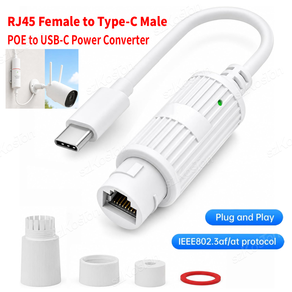 Outdoor Power Adapter Usb C - POE naar USB-C stroomconverter RJ45 vrouwelijk