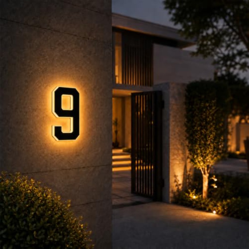 Outdoor Power Number - Op zonne-energie werkende LED-huisnummerlamp Waterdicht adresdeurplaat