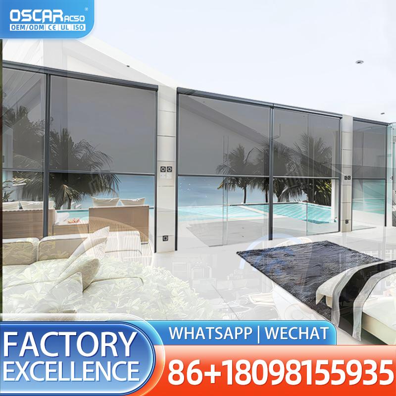 Outdoor Power Roller Shades - Elektrische verticale rolluiken, windbestendig, van aluminium,
