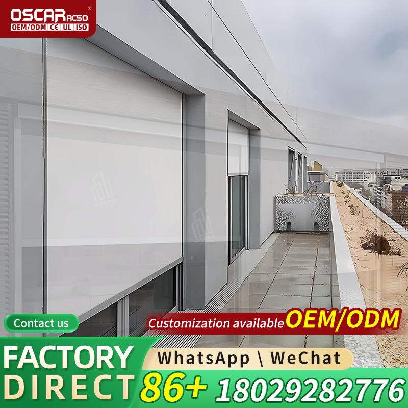 Outdoor Power Roller Shades - Buitenveranda-afsluitset op maat gemaakte groene container,