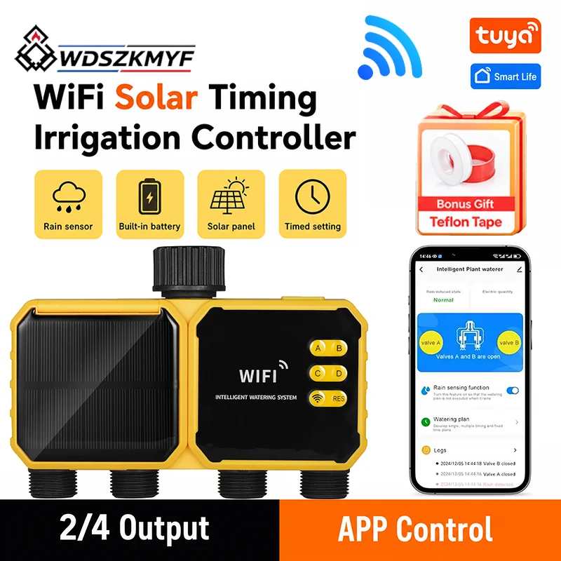 Power Zone Outdoor Timer - Slimme 2/4-zones WiFi-irrigatietimer op zonne-energie, programmeerbaar
