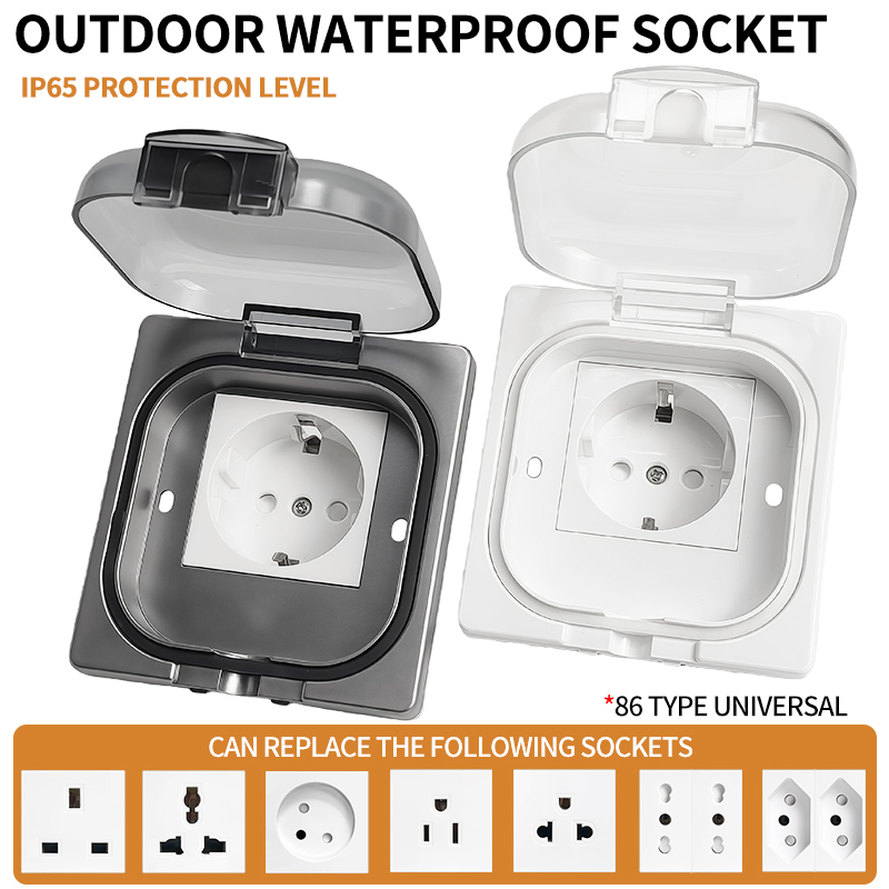Outdoor Power Socket - IP65 waterdichte buitencontactdoos, 16A krachtige wandplaat,