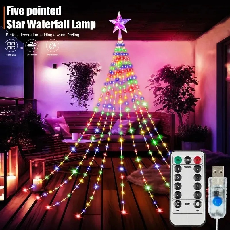 USB-aangedreven Star Waterfall - Outdoor Power For Christmas Lights recensie en prijs