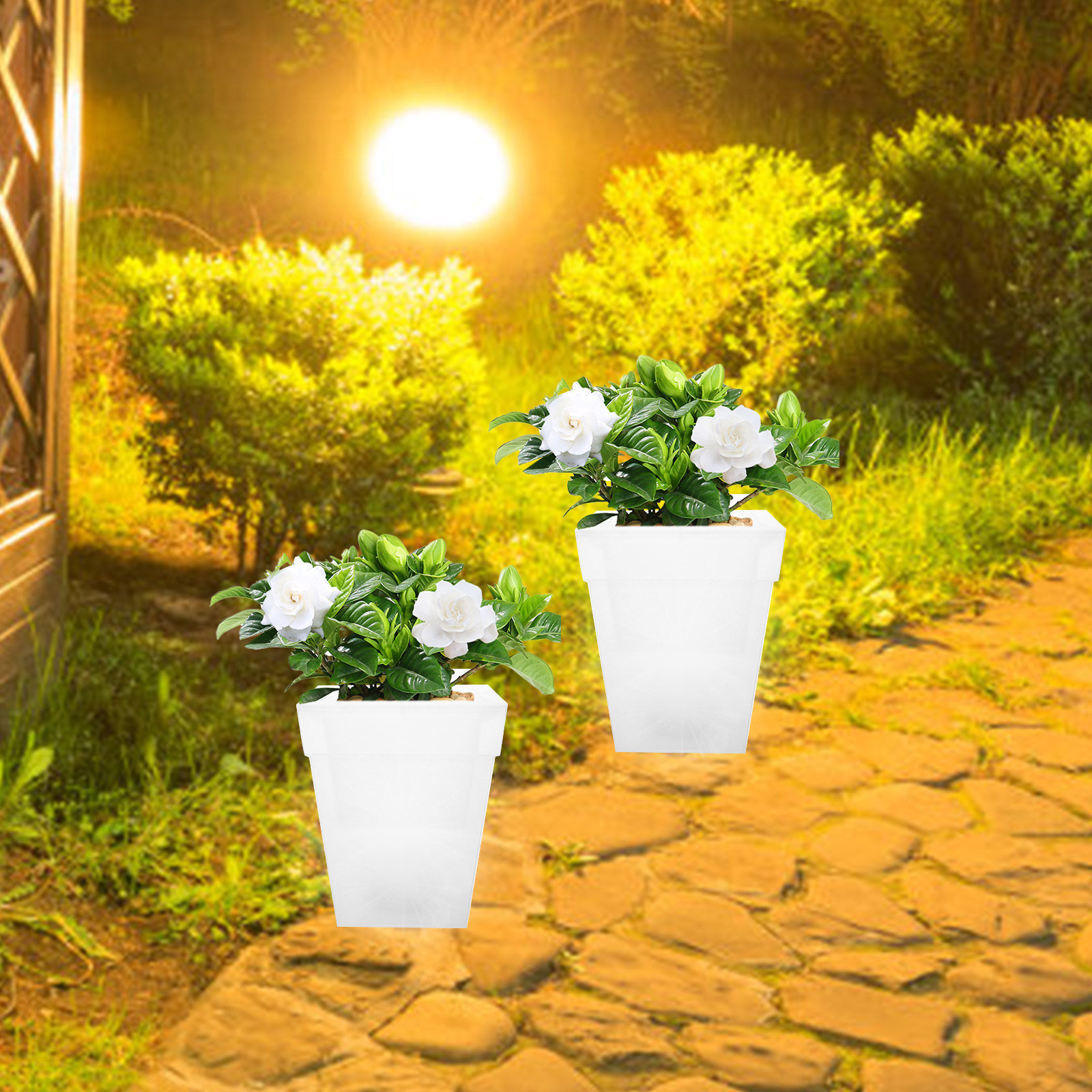 Gloeiende vierkante bloempot,  - Outdoor Power And Plant recensie en prijs